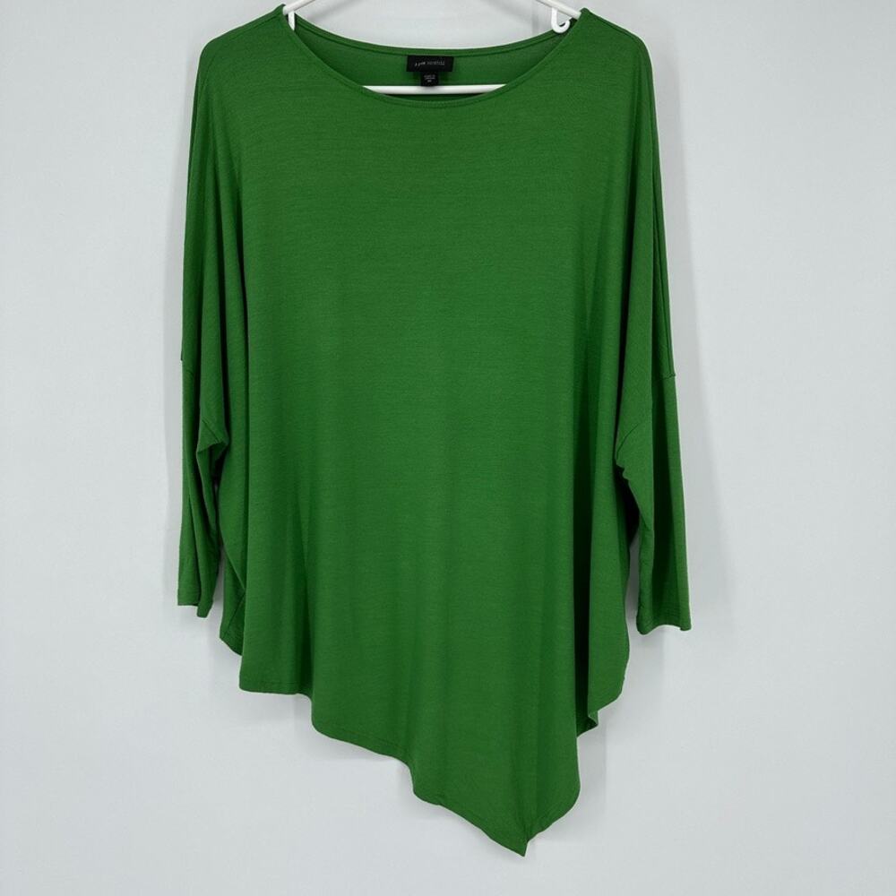 J Jill Wearever Collection Tunic XS Slub Knit Asymmetrical Hem Boho Travel Green - Picture 4 of 8